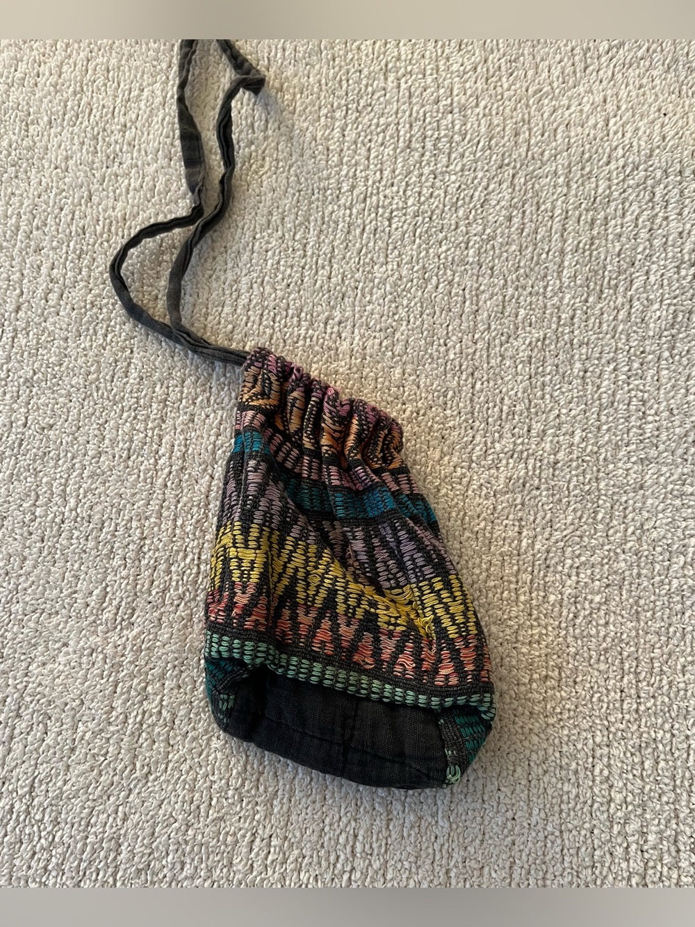 Boho Multicolor Drawstring Crossbody Draw String Bag - Picture 2 of 3